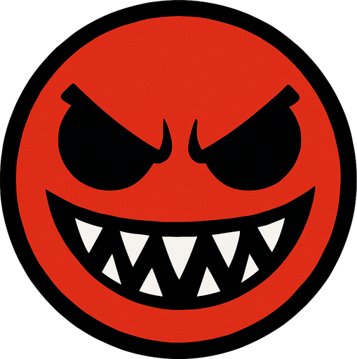 A red ball with a evil face.
In-Game asset.  High contrast.  No shadows