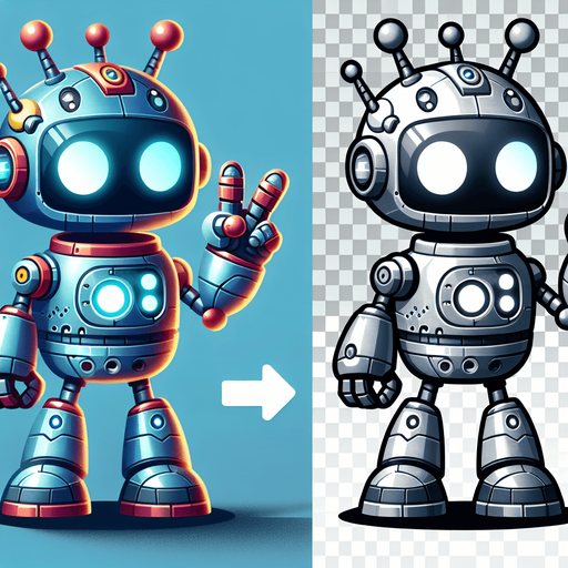 a cute robot. Transparent background..
Single Game Texture. In-Game asset. 2d. Blank background. High contrast. No shadows.