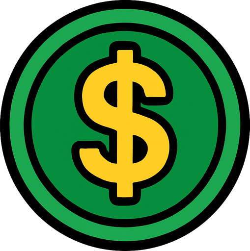 yeşil jeton içerisinde dolar simgesi.
In-Game asset.  2d.  High contrast.  No shadows