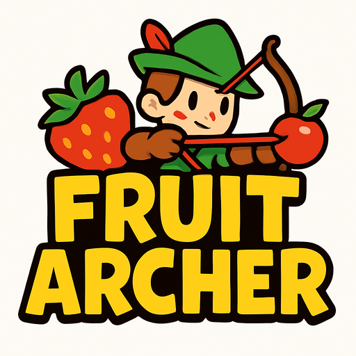 Fruit Archer titulo.
In-Game asset.  2d.  High contrast.  No shadows