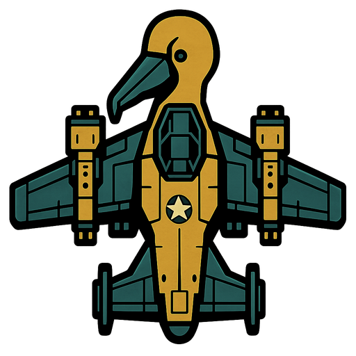 top down 2d scifi pelican war air plane look a like.
In-Game asset.  2d.  High contrast.  No shadows
