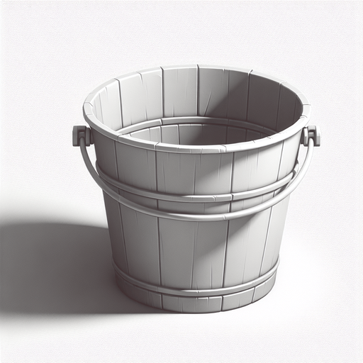 Bucket.
Single Game Texture.  In-Game asset.  Blank background.  High contrast.  No shadows
