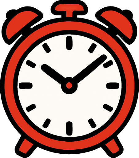 Red clock.
In-Game asset.  2d.  High contrast.  No shadows