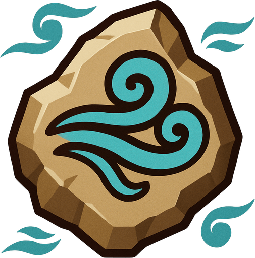 Pierre élémentaire vent.
In-Game asset.  2d.  High contrast.  No shadows