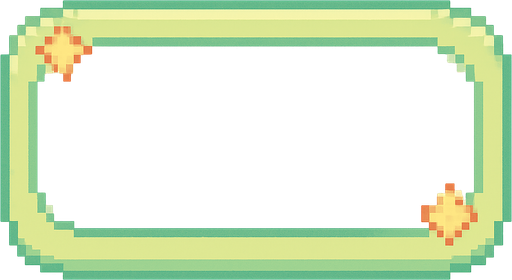 A horizontally-oriented pixel art score frame designed for a cute 2D retro game.
The frame is meant to be placed at the top center of the screen during gameplay.
It has a soft pastel green or cream background with a rounded rectangular shape.
The inside of the frame is filled with a solid light color (not transparent), ready for number assets to be placed on top.
The border is subtle and cute, with minimal decorative details like tiny sparkles or stars to match the playful and colorful retro game aesthetic..
In-Game asset.  2d.  High contrast.  No shadows. pixel art. side view. cute. pastel colors. soft edges. retro ui. video game hud. minimal