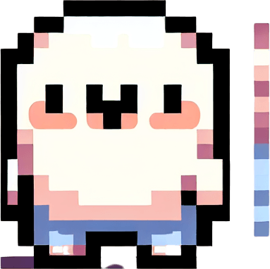 A minimalist simple pixel art cute character with a large head. 8 bit, front facing, kawaii, no shadow.
Single Game Texture. In-Game asset. 2d. Blank background. High contrast. No shadows.