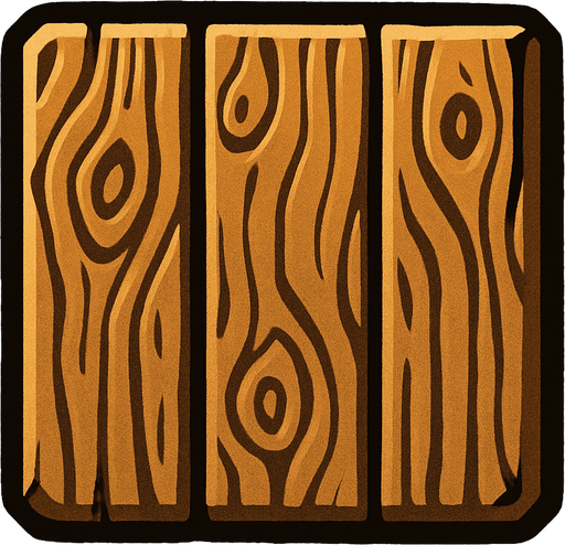wooden.
In-Game asset.  2d.  High contrast.  No shadows