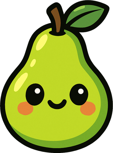 Pear with cute face.
In-Game asset.  2d.  High contrast.  No shadows