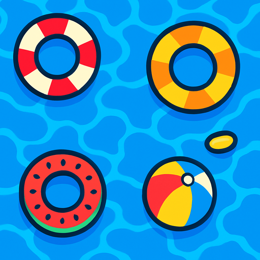 has un fondo de agua animada con algunos objetos como flotadores.
In-Game asset.  2d.  High contrast.  No shadows