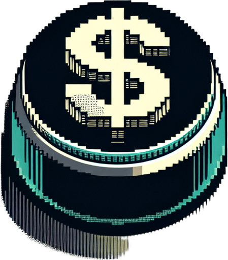 face view of a big start button in the shape of a dollar bill.
video game style