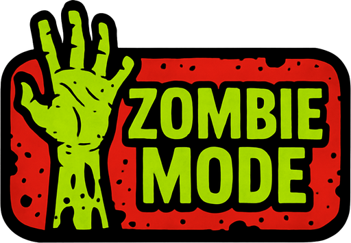 Zombie Mode buton.
In-Game asset.  2d.  High contrast.  No shadows