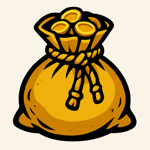 altın kesesi.
In-Game asset.  2d.  High contrast.  No shadows