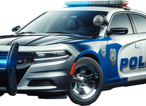 Photorealistic police car. profile view.