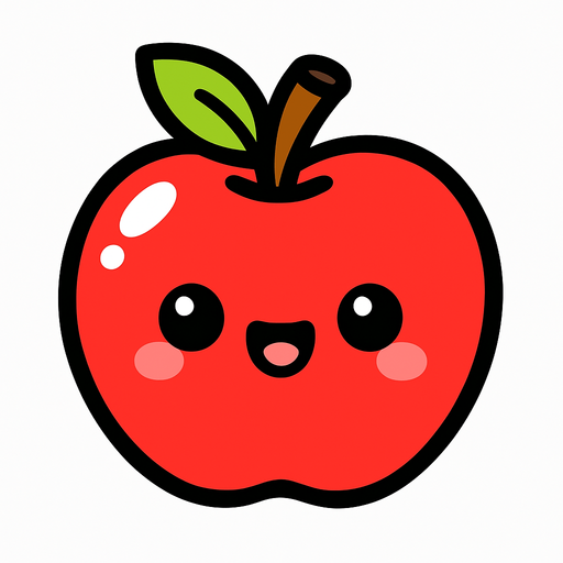 Manzana cute.
In-Game asset.  2d.  High contrast.  No shadows
