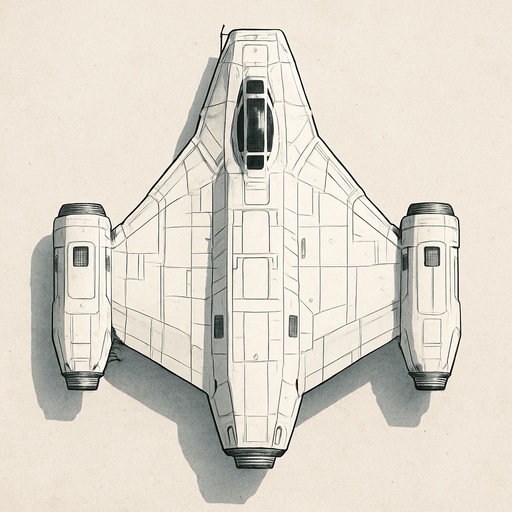 white good guys spaceship top view.
