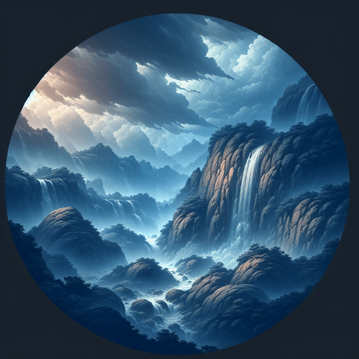 bg of rocks waterfall.
Single Game Texture.  In-Game asset.  2d.  Blank background.  High contrast.  No shadows