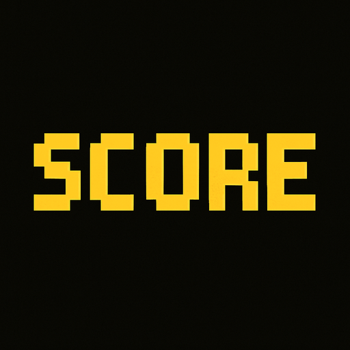 texto hecho con pixeles que diga score.
In-Game asset.  2d.  High contrast.  No shadows