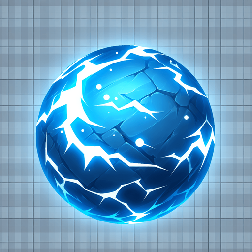 blue thunder orb entity.
Single Game Texture.  In-Game asset.  2d.  Blank background.  High contrast.  No shadows