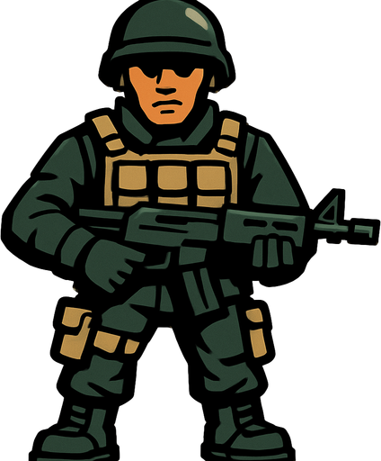 Soldier.
In-Game asset.  High contrast.  No shadows