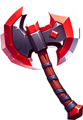 Red Blade Battle Axe.
Single Game Texture. In-Game asset. 2d. Blank background. High contrast. No shadows.