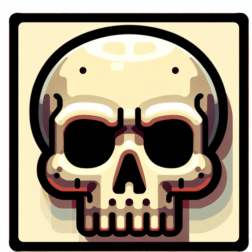 a skull. cartoon.
Single Game Texture.  In-Game asset.  2d.  Blank background.  High contrast.  No shadows