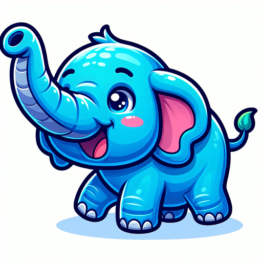 A happy blue elephant..
Single Game Texture. In-Game asset. 2d. Blank background. High contrast. No shadows.