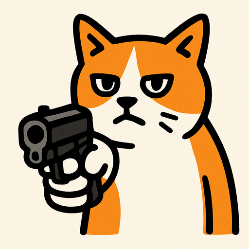 meme silah uzatan kedi.
In-Game asset.  2d.  High contrast.  No shadows
