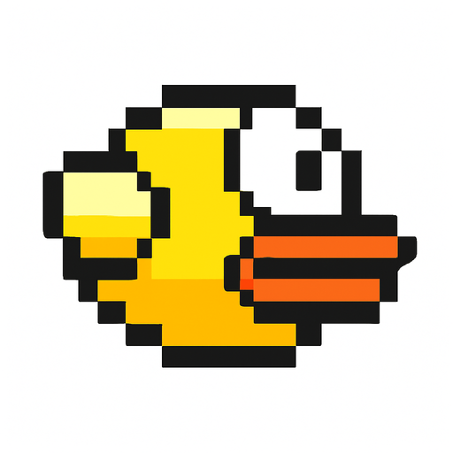 pajaro de flappy bird 2d.
In-Game asset.  2d.  High contrast.  No shadows