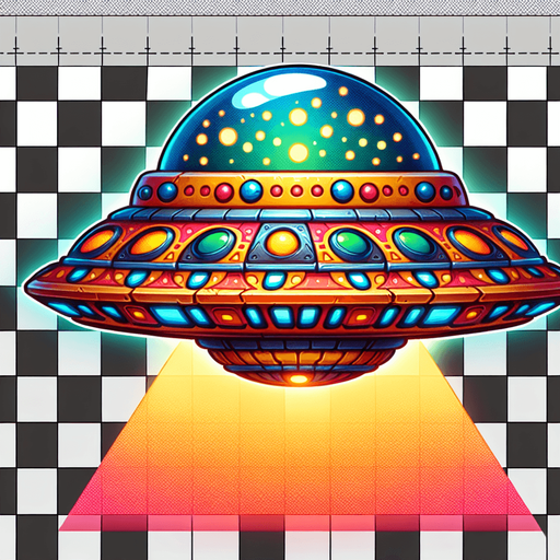 An Ufo.
Single Game Texture. In-Game asset. 2d. Blank background. High contrast. No shadows.