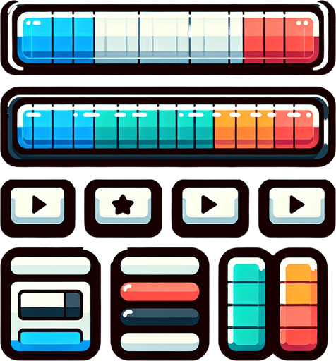 powerbar.
Single Game Texture. In-Game asset. 2d. Blank background. High contrast. No shadows. HD Color