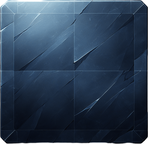 A quadratic polished dark blue marble slate. Front perspective with right angles.
Single Game Texture. In-Game asset. 2d. Blank background. High contrast. No shadows.
