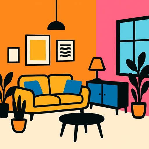 Fond d'écran appartement.
In-Game asset.  2d.  High contrast.  No shadows