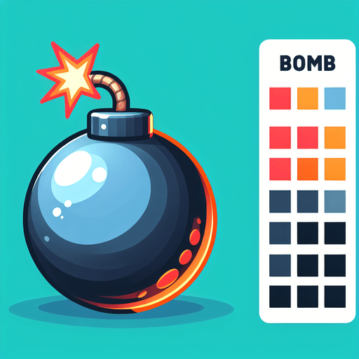 Bomb for pop game.
Single Game Texture. In-Game asset. 2d. Blank background. High contrast. No shadows.