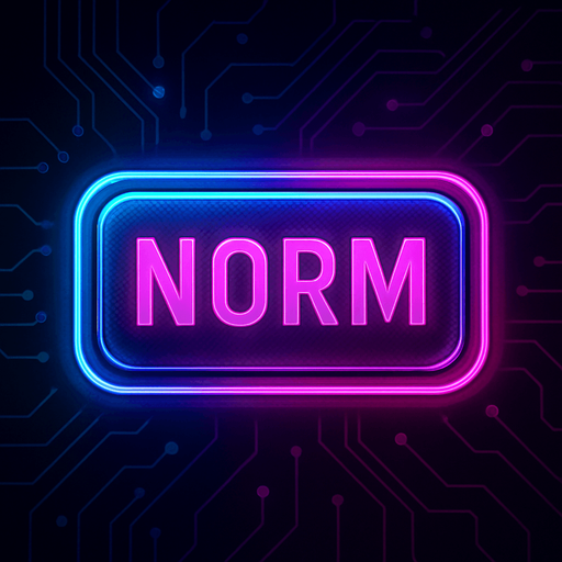 neon cyberpunk glowing NORM button blue pink futuristic videogame