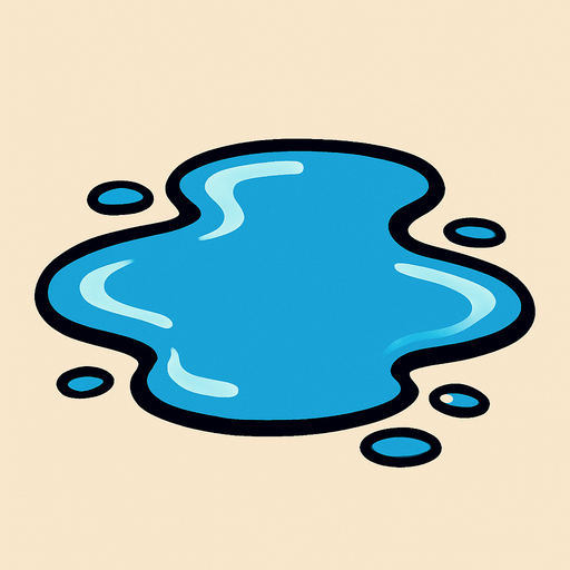 puddle of water.
In-Game asset.  2d.  High contrast.  No shadows