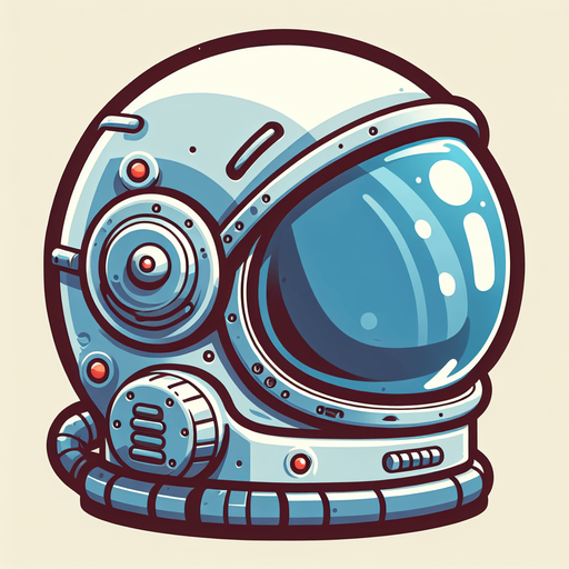 An astronauts helmet. Side profile. Cartoon..
Single Game Texture.  In-Game asset.  2d.  Blank background.  High contrast.  No shadows