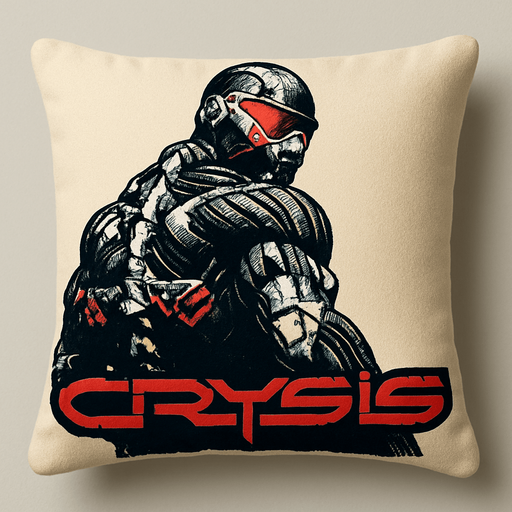crysis oyunu karakteri resmi olan yastık.
In-Game asset.  2d.  High contrast.  No shadows