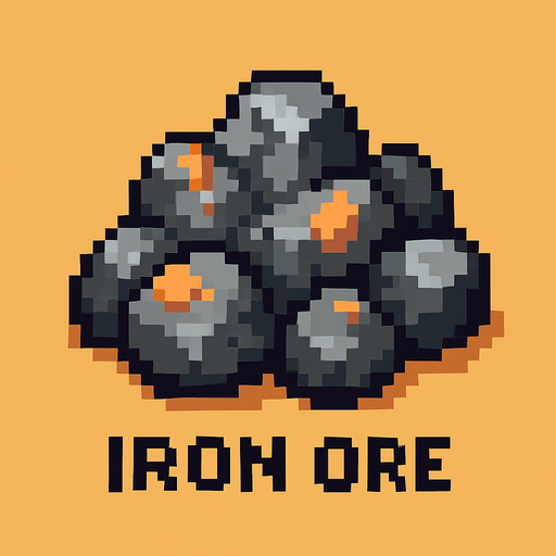 Iron ore pixart.
In-Game asset.  2d.  High contrast.  No shadows