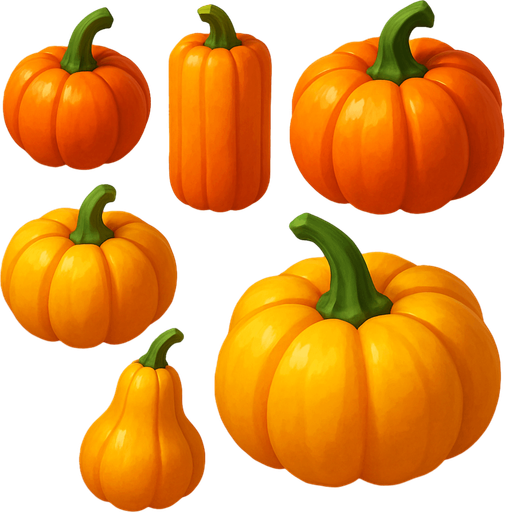 Pack of different pumpkin, painted 3D pumpkin, without black lines around it!
In-Game asset.  High contrast.  No shadows. 3D