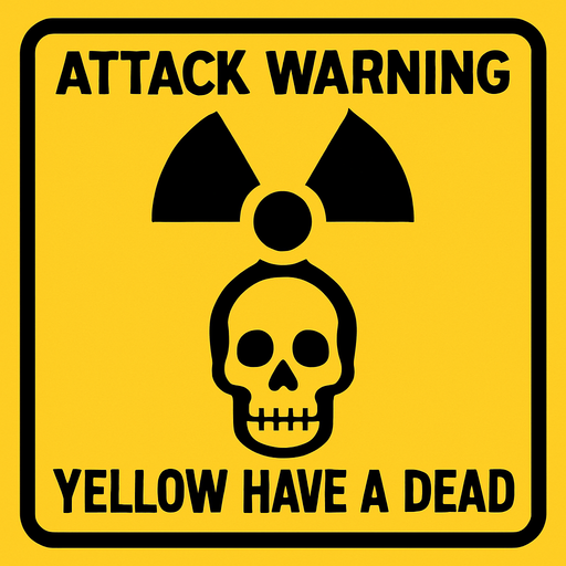 attack warning yellow have a dead logo.
In-Game asset.  2d.  High contrast.  No shadows