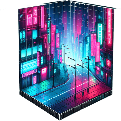 2d side view of a neon sidewalk, in the art style of a neon cyberpunk world.
Single Game Texture. In-Game asset. 2d. Blank background. High contrast. No shadows.