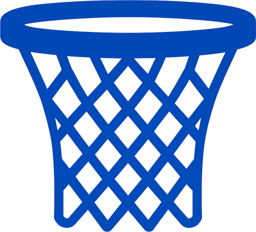 Make me a 2d basketball hoop net in blue color. In-Game asset. 2d. High contrast. No shadows.
In-Game asset.  2d.  High contrast.  No shadows
