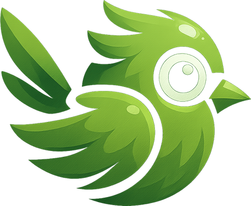 Cool bird with feathers the color #5f9a4a
