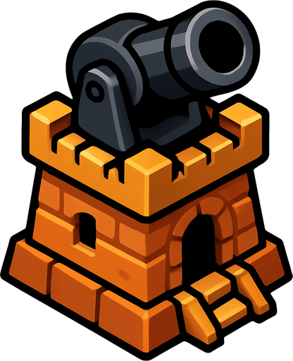izometric cannon tower.
In-Game asset.  2d.  High contrast.  No shadows. izometric