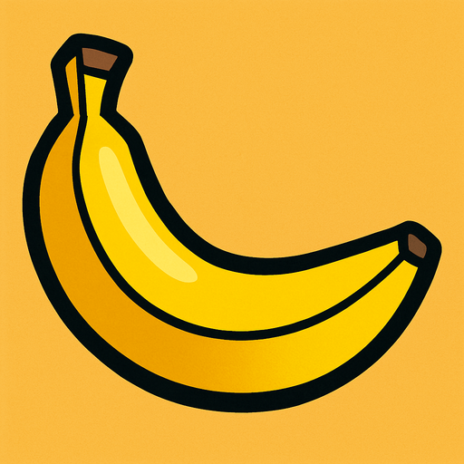 A yellow banana.
In-Game asset.  2d.  High contrast.  No shadows