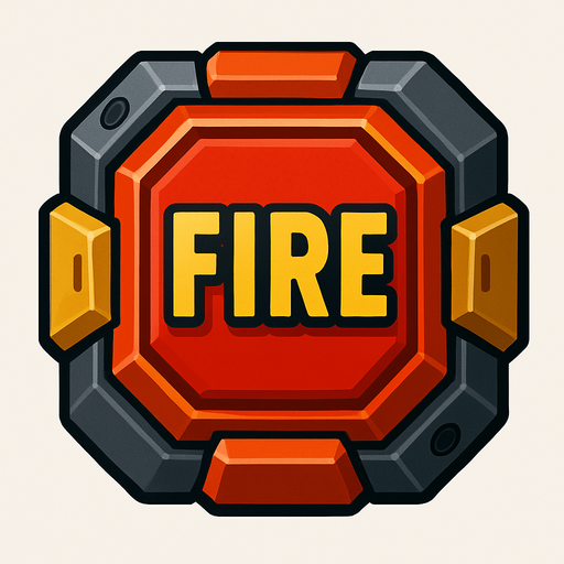 fire button for tank game controller. Fire button in mecha style.
In-Game asset.  2d.  High contrast.  No shadows
