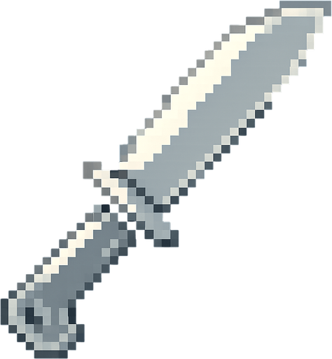 Quiero un cuchillo de color metal en estilo 32 bits.
In-Game asset.  2d.  High contrast.  No shadows