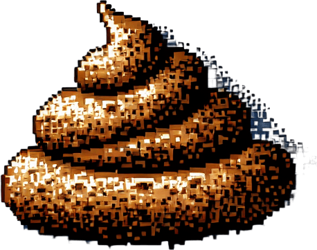 Directly overhead, plumb view of a dog poop.
Zenith view, directly overhead, plumb view. NOT PERSPECTIVE! . Pixel art