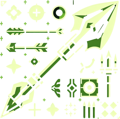 mızrak gibi ama dart karışımı yeşil dart.
Single Game Texture.  In-Game asset.  2d.  Blank background.  High contrast.  No shadows