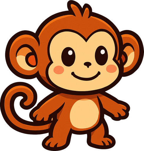 cute monkey.
In-Game asset.  2d.  High contrast.  No shadows